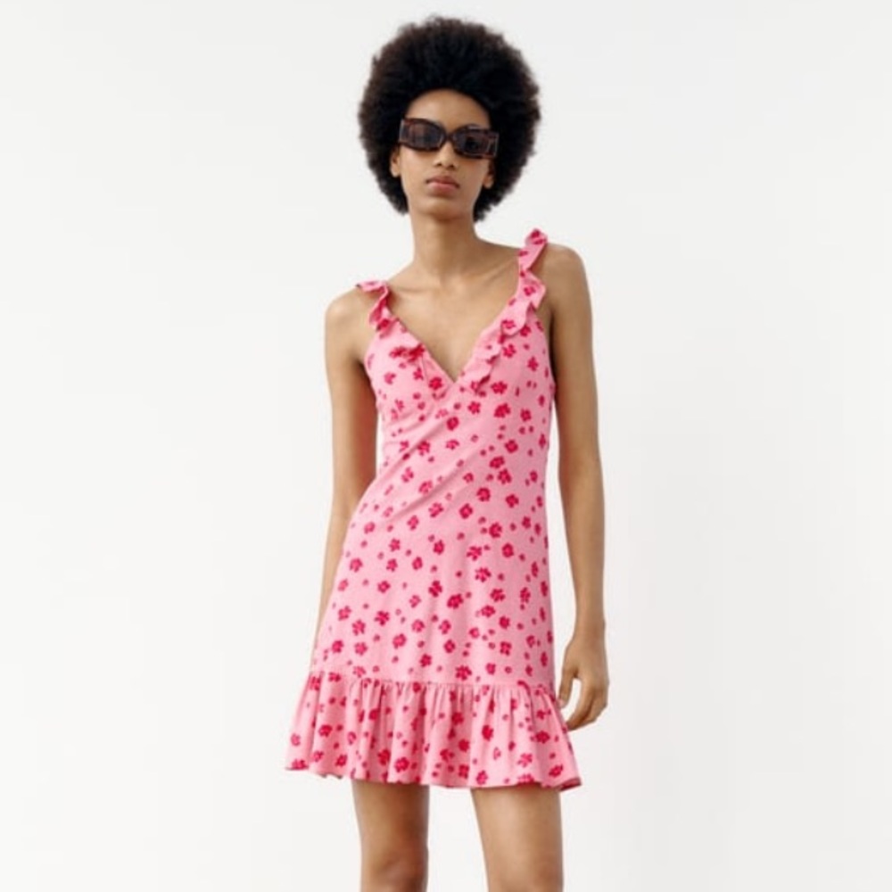 RUFFLED PRINT DRESS ZARA